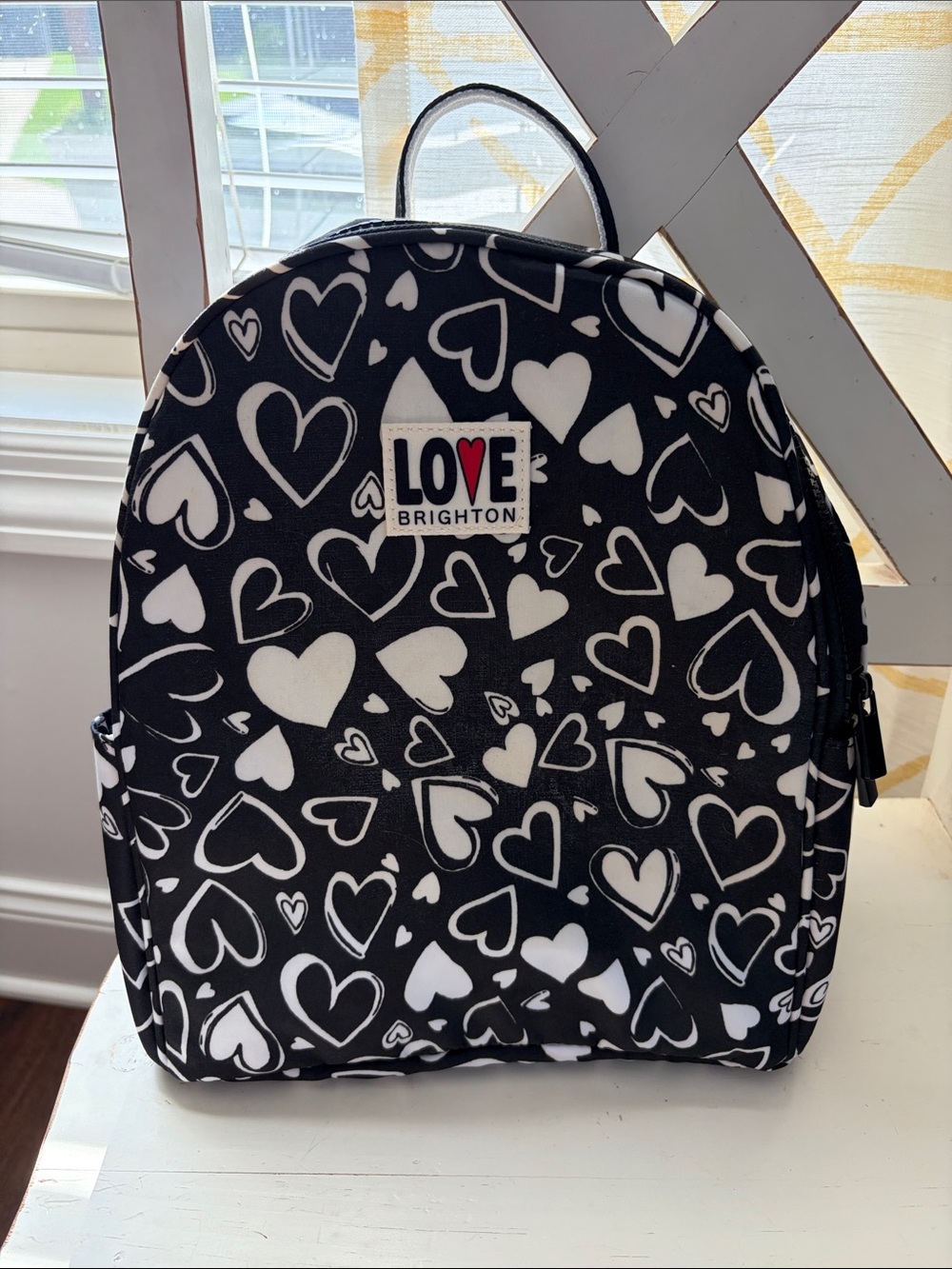 Brighton Black & White Heart Print Kids Backpack with LOVE Patch